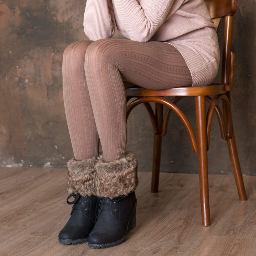 brown VOGUE pantyhose - model Veronika Evdokimova